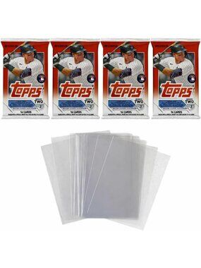 2023 Baseball Card Bundle - 4 Sealed Packs (64 Cards) + 15 Penny Sleeves, MLB